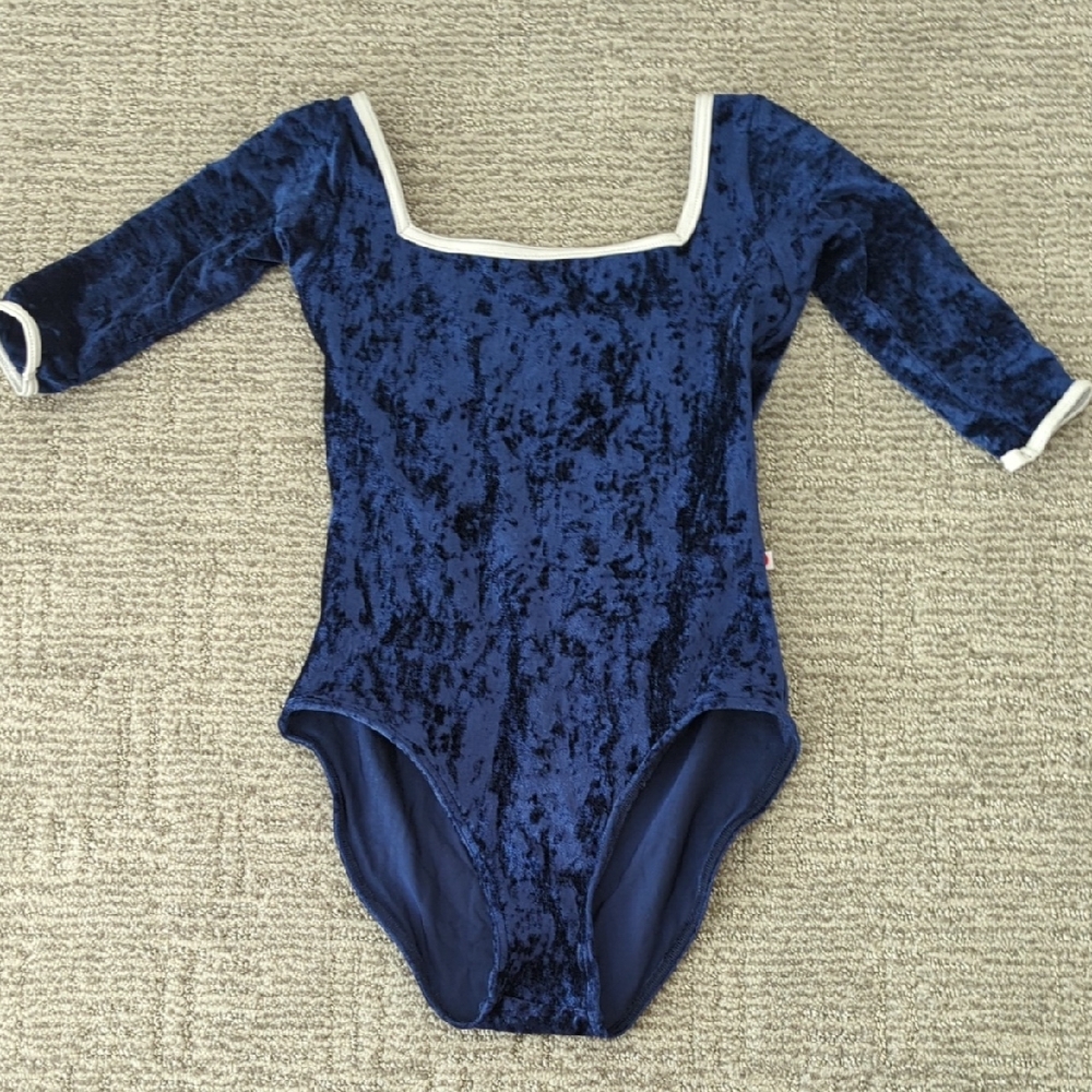 Yumiko Navy Blue Velvet Leotard